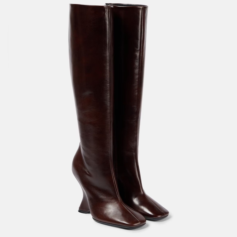 DRIES VAN NOTEN (NWOT) Leather Wedge Tall Boots EU40 - Picture 9 of 13